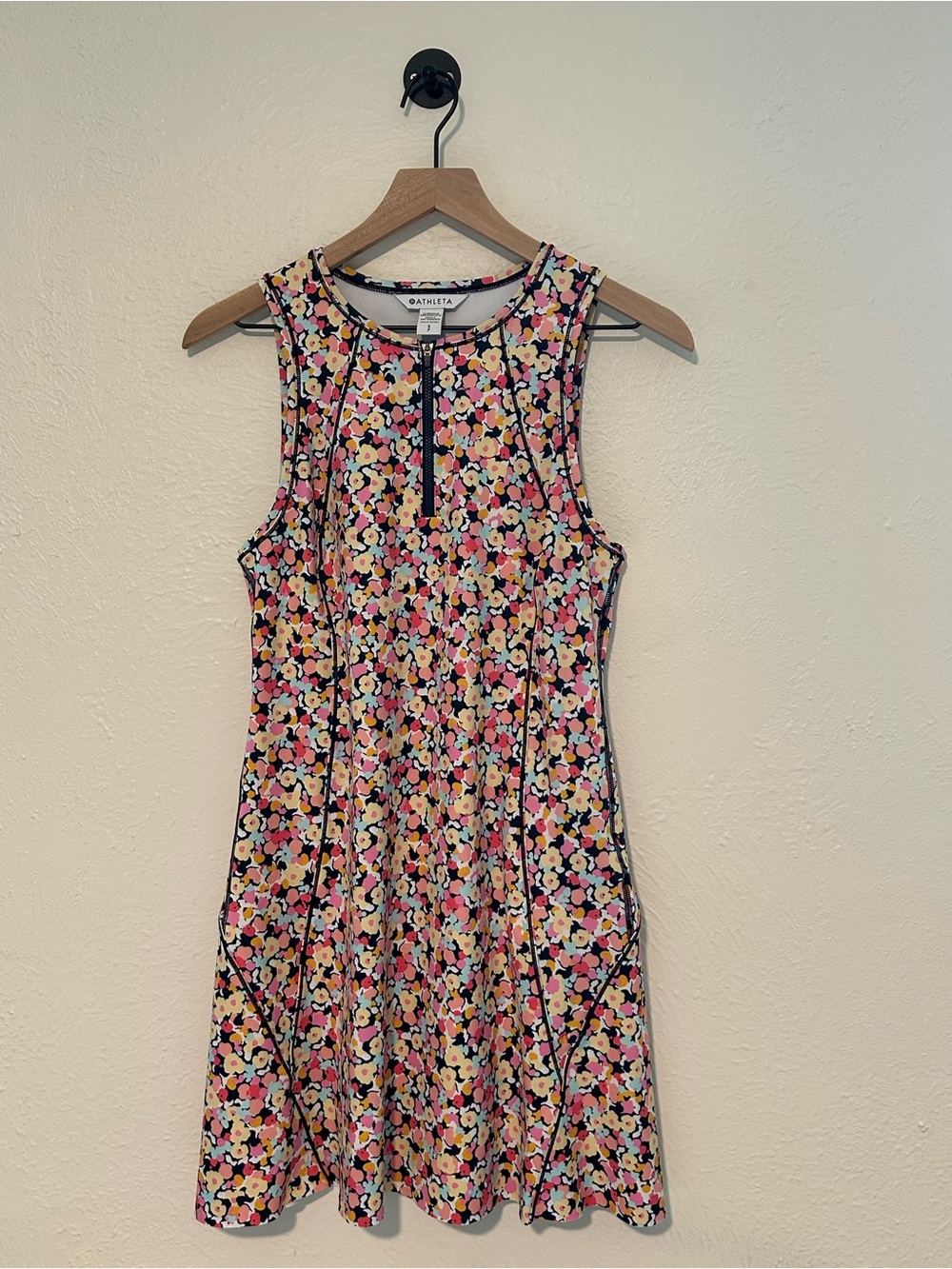 Athleta Ace Volley Floral Lunaria Quarter Zip Tennis Dress Golf Pickleball | S
